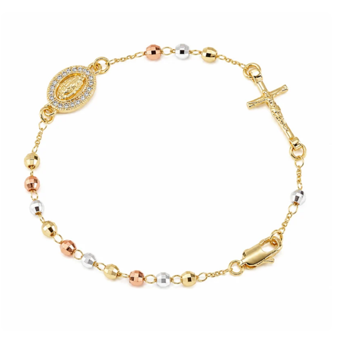 Pulsera Rosario -Acabado Tricolor Premium