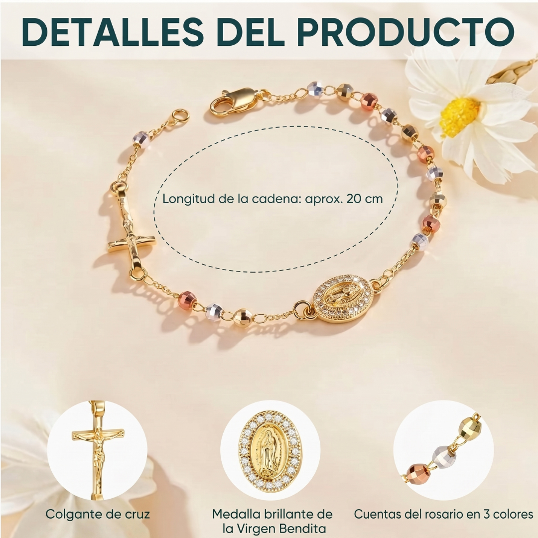 Pulsera Rosario -Acabado Tricolor Premium
