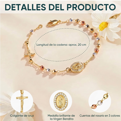 Pulsera Rosario -Acabado Tricolor Premium
