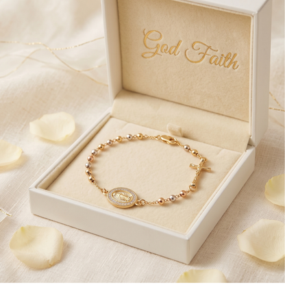 Pulsera Rosario -Acabado Tricolor Premium